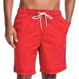 Nautica Mens 3XL Red Swim Trunks Board‎ Shorts Nylon Drawstring Lined Pocketed